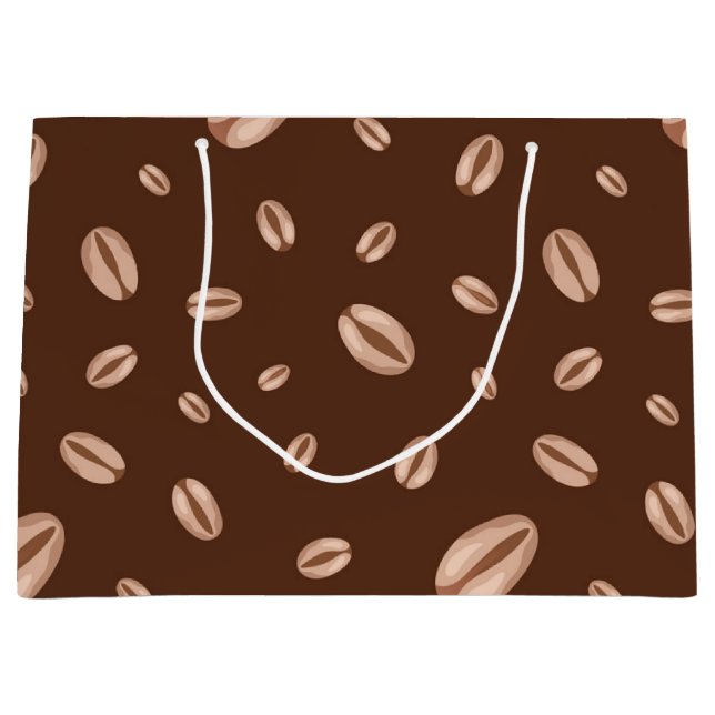 Sacola Para Presentes Grande Padrão de café (Frente)