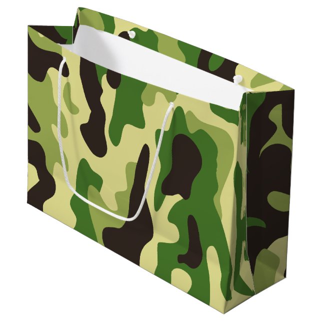 Sacola Para Presentes Grande Padrão de camuflagem Khaki (Frente inclinada)
