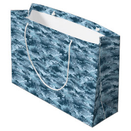 Sacola Para Presentes Grande Padrão de camuflagem pixelada militar azul