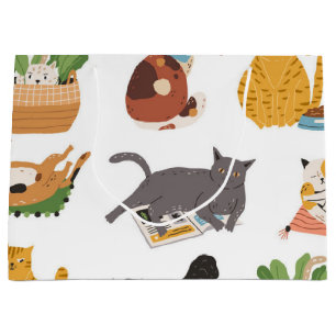 Sacola Para Presentes Grande Padrão de Cat