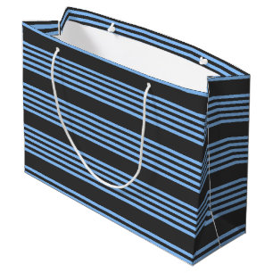 Sacola Para Presentes Grande Padrão de cinco faixas de azul e carvão