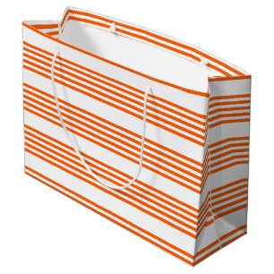 Sacola Para Presentes Grande Padrão de cinco faixas laranja e branca