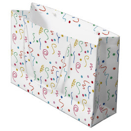 Sacola Para Presentes Grande Padrão de Confetes de Festa Coloridos