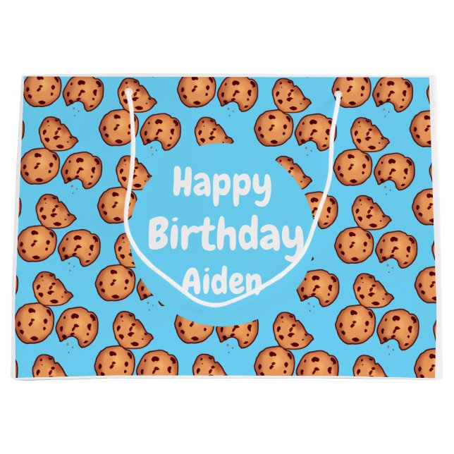 Sacola Para Presentes Grande Padrão de Cookies Chip de Chocolate (Frente)