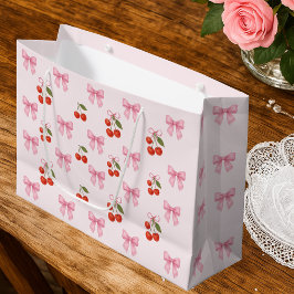 Sacola Para Presentes Grande Padrão de coquete do Arco de Cherry de Cana Cúbica