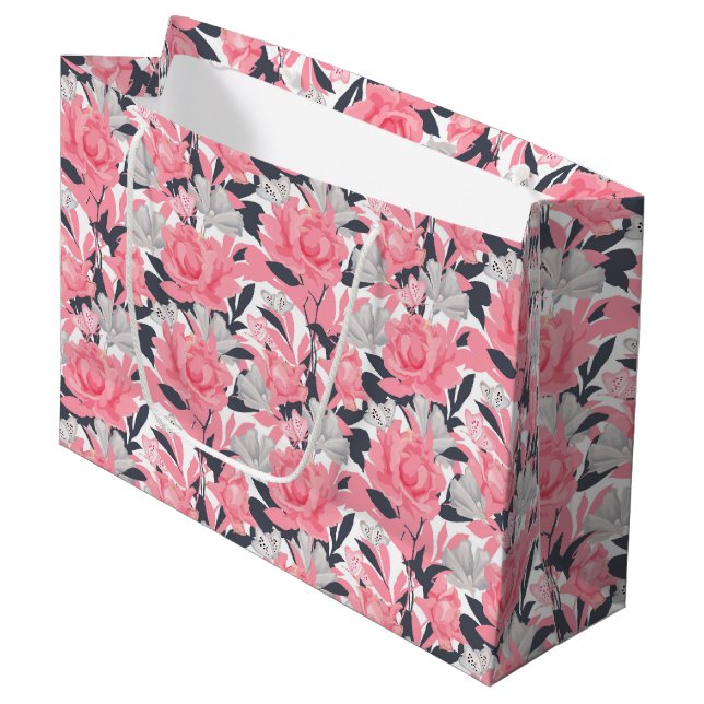Sacola Para Presentes Grande Padrão de cor rosa-rosa-claro (Frente inclinada)