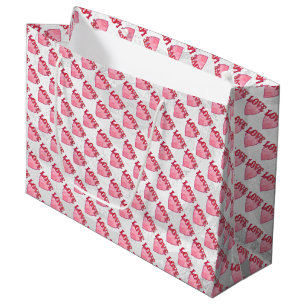 Sacola Para Presentes Grande Padrão de Coração de Amor