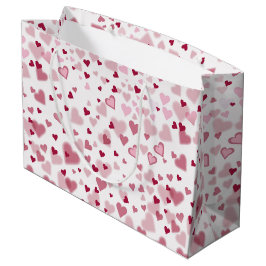 Sacola Para Presentes Grande Padrão de Corações Lindos Rosa