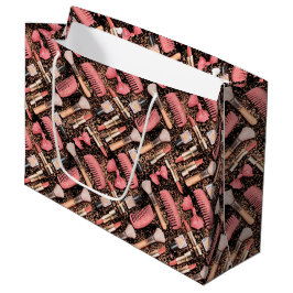 Sacola Para Presentes Grande Padrão de Cosméticos Rosa Brilho