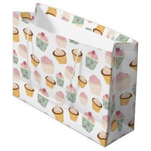 Sacola Para Presentes Grande Padrão de Cupcake