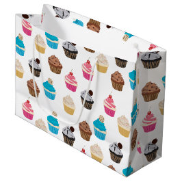 Sacola Para Presentes Grande Padrão de Cupcakes Coloridos e Fofos 