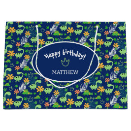 Sacola Para Presentes Grande Padrão de Dinossauro Colorido Personalizado