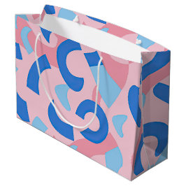 Sacola Para Presentes Grande Padrão de Doodle Rosa e Azul