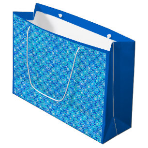 Sacola Para Presentes Grande padrão de espiral abstrato - azul, turquesa e bra