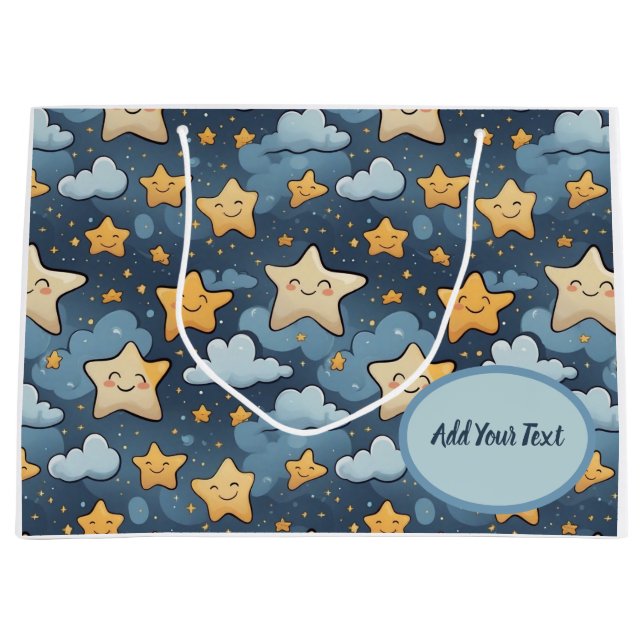 Sacola Para Presentes Grande Padrão de estrelas (Frente)