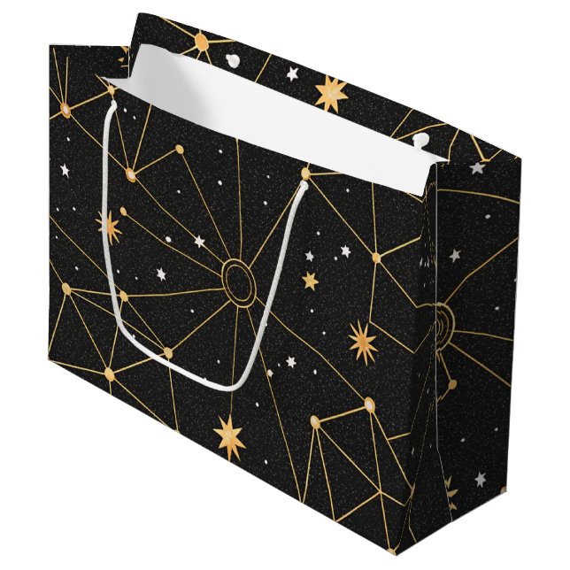Sacola Para Presentes Grande Padrão de Estrelas da Constelação Celestial (3) (Frente inclinada)