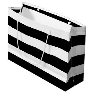 Sacola Para Presentes Grande Padrão de Faixa Preta {escolha a cor de fundo}