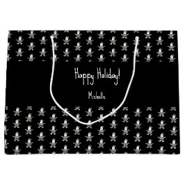 Sacola Para Presentes Grande Padrão de Feriado de Papais noeis de Xadrez de Cin