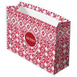 Sacola Para Presentes Grande Padrão de Floco de Neve Nórdico Natal Nome Persona