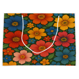 Sacola Para Presentes Grande Padrão De Flor Selvagem Brilhante