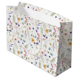 Sacola Para Presentes Grande Padrão De Flor Selvagem E Borboletas