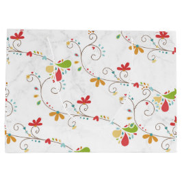 Sacola Para Presentes Grande Padrão de Flores de Cor Aquarela Fundo Personaliza