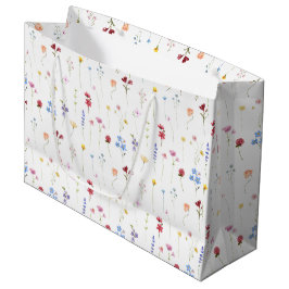 Sacola Para Presentes Grande Padrão de Flores Silvestres de Jardim Colorido Min