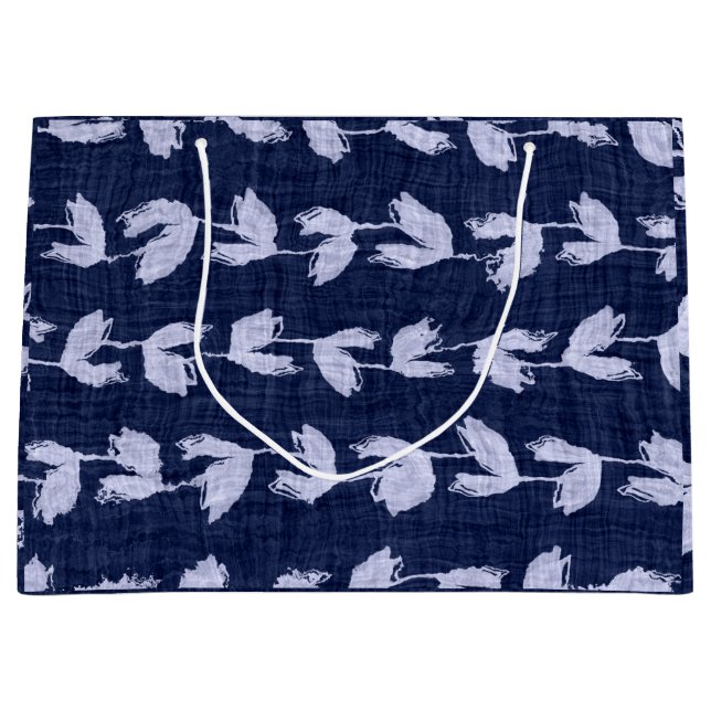 Sacola Para Presentes Grande PADRÃO DE FOLHA AZUL DO JAPONÊS Gift Bag (Frente)
