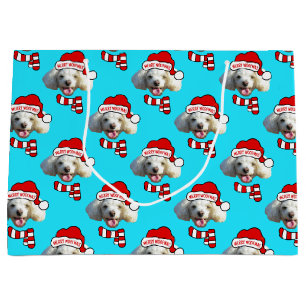 Sacola Para Presentes Grande Padrão de Foto Personalizada do Cachorro do Papai