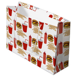 Sacola Para Presentes Grande Padrão de Fries Burger de Comida Rápida