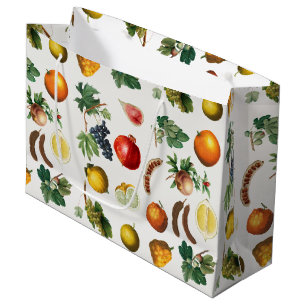 Sacola Para Presentes Grande Padrão de Fruta do Mediterrâneo por Aquarela