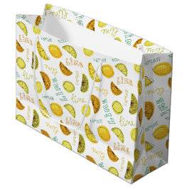 Sacola Para Presentes Grande Padrão de Frutas Limão e Lima