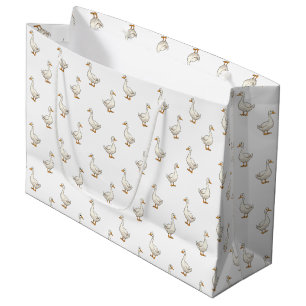 Sacola Para Presentes Grande Padrão de Ganso Branco Fofo