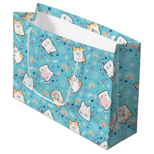 Sacola Para Presentes Grande Padrão de Gatinho Fofo Caprichoso