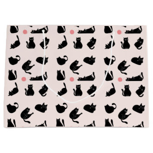 Sacola Para Presentes Grande Padrão de Gatos Pretos