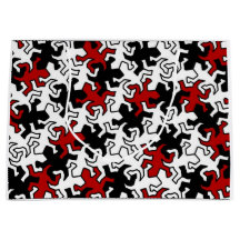 Padrão de Geckos Mosaicos - preto vermelho
