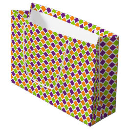 SACOLA PARA PRESENTES GRANDE PADRÃO DE HALLOWEEN LARANJA ROXO AMARELO