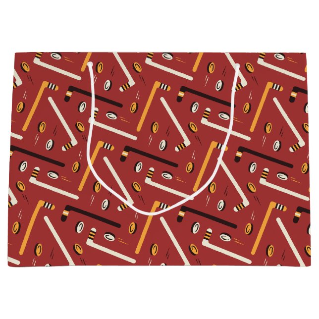 Sacola Para Presentes Grande Padrão de Hóquei (Frente)