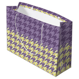 Sacola Para Presentes Grande Padrão de houndstooth em roxo e amarelo