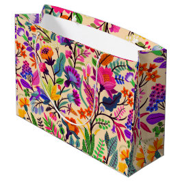 Sacola Para Presentes Grande Padrão de Impressão de Ilustração Floral Colorida