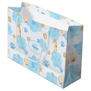 Sacola Para Presentes Grande Padrão de impressão de pata inspirado no oceano co