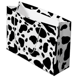 Sacola Para Presentes Grande Padrão de Impressão de Vaca Bastante Preto e Bra
