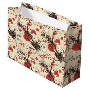 Sacola Para Presentes Grande Padrão de Leque de Flor de Cerejeira Japonesa (4)