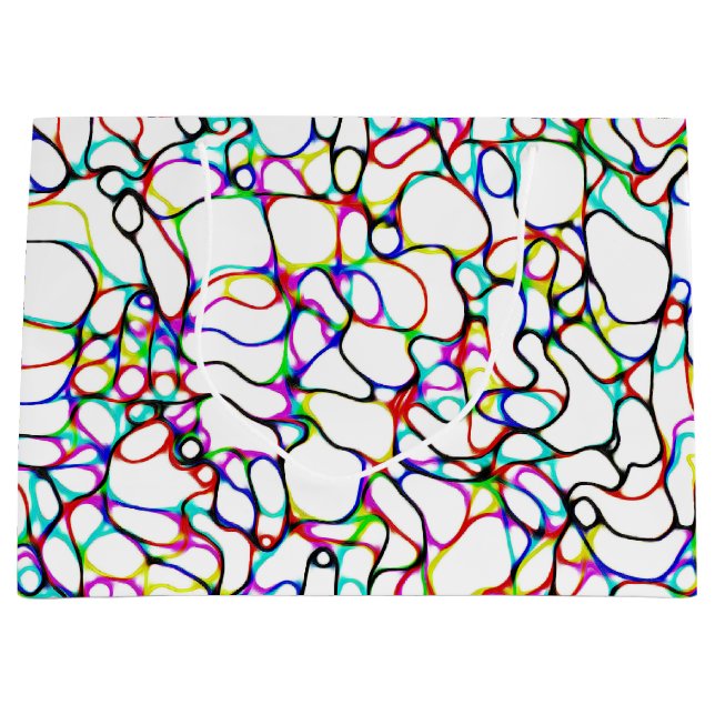 Sacola Para Presentes Grande Padrão de Linha Curva Multicolorida (Frente)