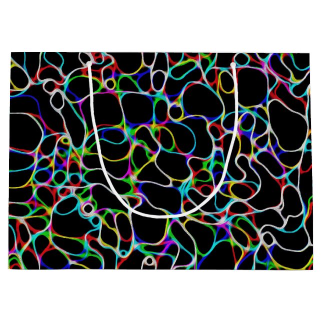 Sacola Para Presentes Grande Padrão de Linha Curva Multicolorida (Frente)