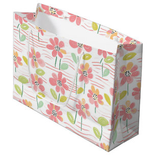 Sacola Para Presentes Grande Padrão de Linha Floral Abstrata Moderna (3)