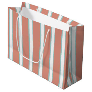 Sacola Para Presentes Grande Padrão de listras azuis, rosa e branca
