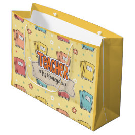 Sacola Para Presentes Grande Padrão de Livros Escolares do Professor Amarelo