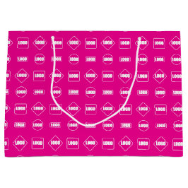 Sacola Para Presentes Grande Padrão de Logotipo Corporativo Repetido de Rosa Si