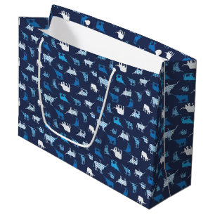 Sacola Para Presentes Grande Padrão de Longhorns Padrão Azul